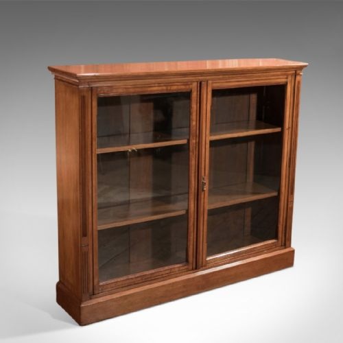 Antique Glazed Bookcase, Victorian Walnut C.1870