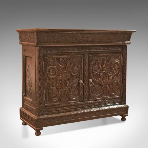Antique Oak Cabinet, Profusely Carved, C19th with C17th Elements