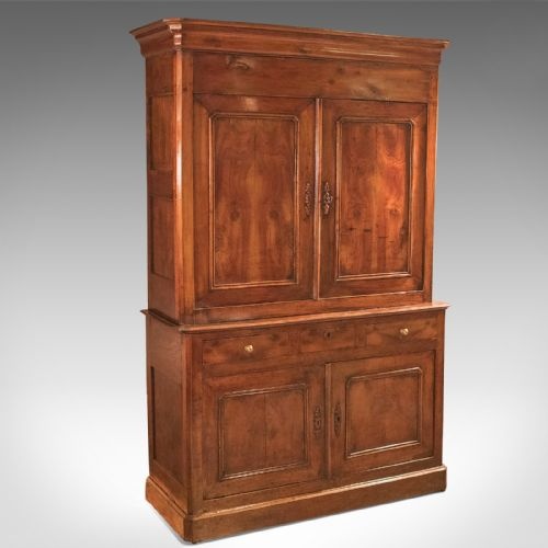 Antique House Keepers Cupboard, French Buffet a Deux Corps, Yew Wood C.1780