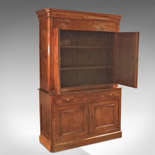 fig 1. Antique House Keepers Cupboard, French Buffet A Deux Corps, Yew Wood c.1780