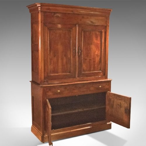 fig 3. Antique House Keepers Cupboard, French Buffet A Deux Corps, Yew Wood c.1780
