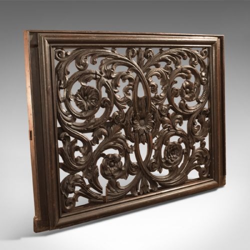 Antique Carved Wall Panel, Victorian Oak, Large