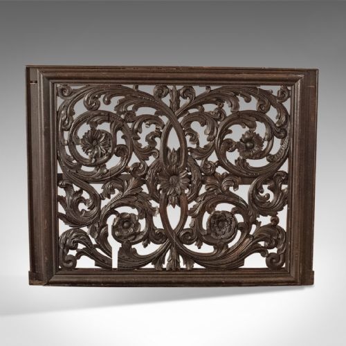 fig 1. Antique Carved Wall Panel, Victorian Oak, Large