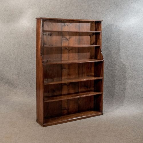 fig 2. Antique Oak 5' Waterfall Open Bookcase Display Shelves Quality Victorian c1870
