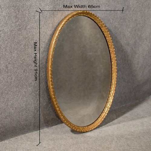 fig 1. Antique Gilt wood & Gesso Oval Wall Mirror 3' Over mantle English Victorian c1890