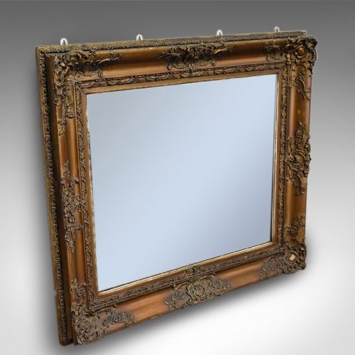 fig 2. Antique Wall Mirror, Victorian, Gilt Gesso Overmantel Frame With Later Plate
