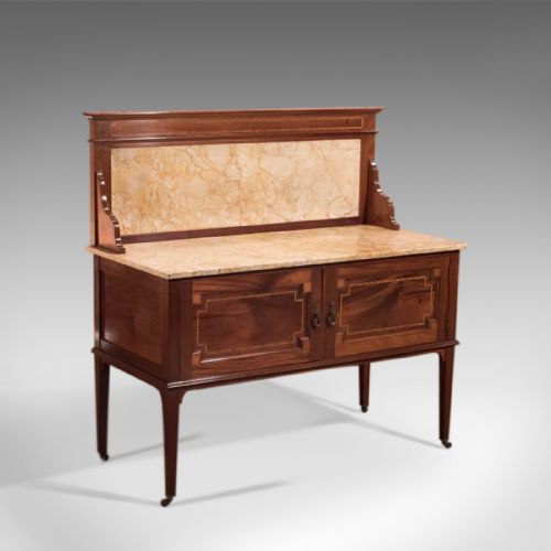 Antique Washstand Edwardian Marble Top Cabinet