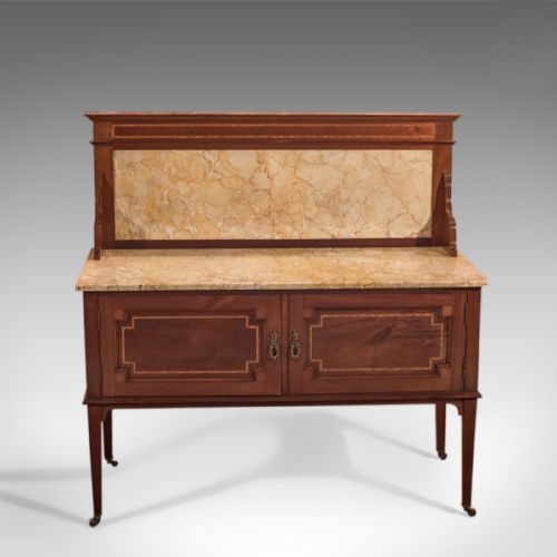 fig 1. Antique Washstand Edwardian Marble Top Cabinet