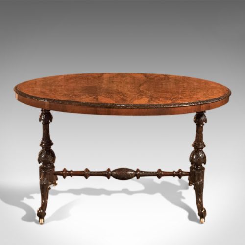fig 1. Antique Side Table, Victorian Burr Walnut, c1870