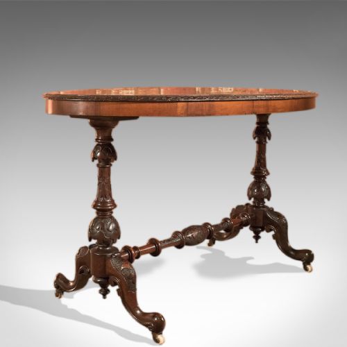 fig 3. Antique Side Table, Victorian Burr Walnut, c1870