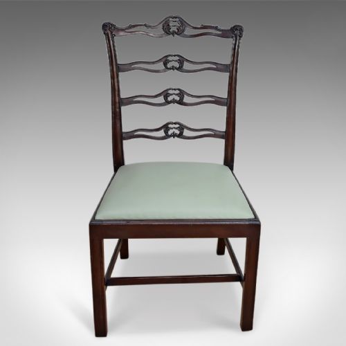 fig 2. Antique Dining Chairs, Set Of 6, Six, Victorian, Mahogany, Chippendale Revival