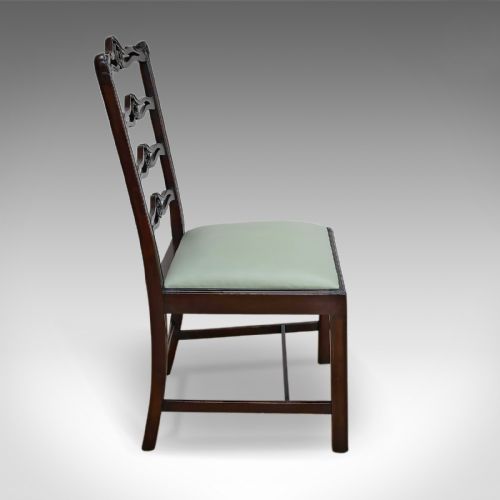 fig 3. Antique Dining Chairs, Set Of 6, Six, Victorian, Mahogany, Chippendale Revival
