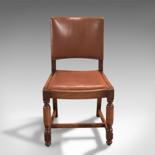 fig 2. Set of Four Antique Dining Chairs, Edwardian Oak and Leather c.1910