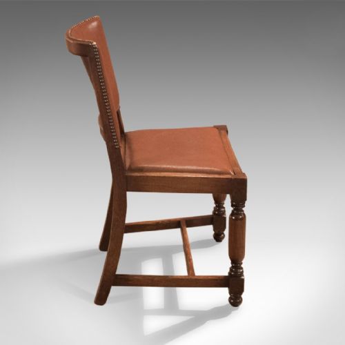 fig 3. Set of Four Antique Dining Chairs, Edwardian Oak and Leather c.1910