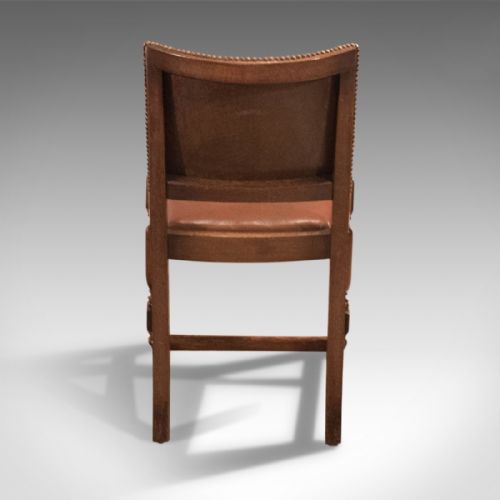 fig 4. Set of Four Antique Dining Chairs, Edwardian Oak and Leather c.1910