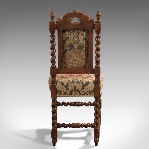 fig 3. Pair of Antique Hall Chairs, Victorian, Oak, Needlepoint c.1870
