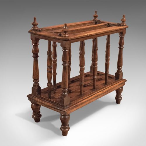 Antique Canterbury, English Walnut Magazine Rack C.1870