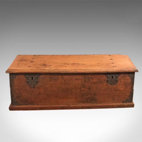 fig 1. Antique Chest, Colonial Hardwood Trunk, Early C19th