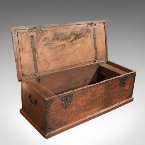 fig 2. Antique Chest, Colonial Hardwood Trunk, Early C19th