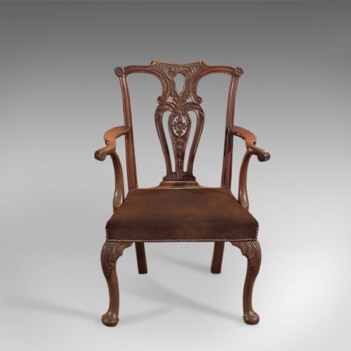 fig 1. Antique Elbow Chair, 19th Century in Chippendale Taste