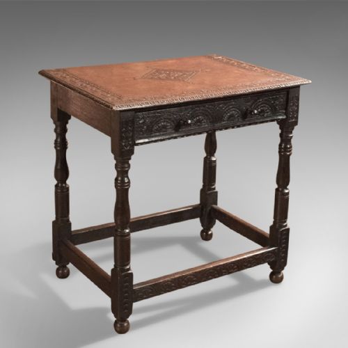 fig 1. Antique Hall Table, Georgian Carved Oak, circa 1800