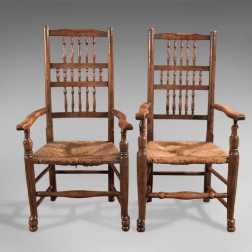 fig 2. Harlequin Set of 7 Antique Spindle Back Dining Chairs c.1800