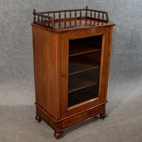 Antique Victorian Music Display Cabinet Quality Burr Walnut Generous Size C1870