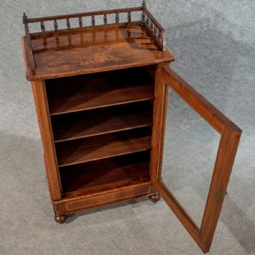 fig 2. Antique Victorian Music Display Cabinet Quality Burr Walnut Generous Size c1870
