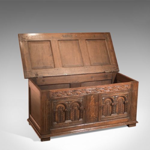 fig 2. 18th Century Antique Coffer, English Oak Furniture