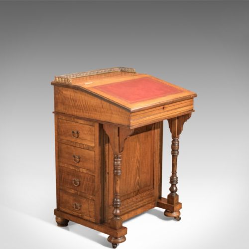 fig 1. Antique Davenport, Victorian Walnut Desk