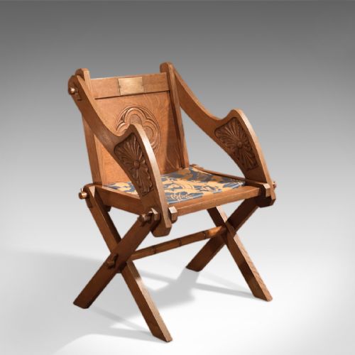 fig 1. Antique Glastonbury Chair, Early C20th in Oak