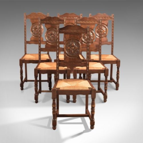 Edwardian Set of 6 Antique Dining Chairs, C.1910