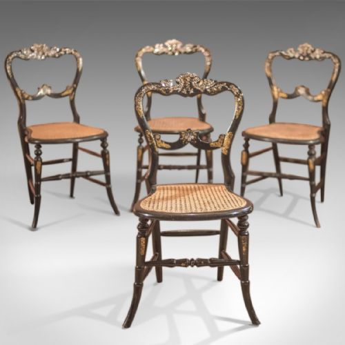 Victorian Set of Four Antique Dining Chairs, Lacquered