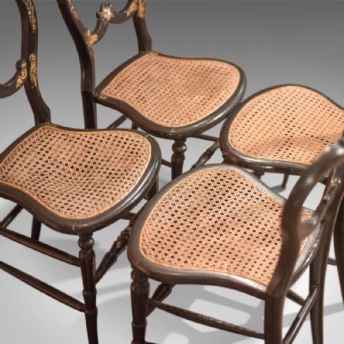 fig 1. Victorian Set of Four Antique Dining Chairs, Lacquered