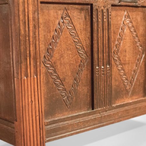 fig 3. 17th Century Oak Panelled Antique Coffer