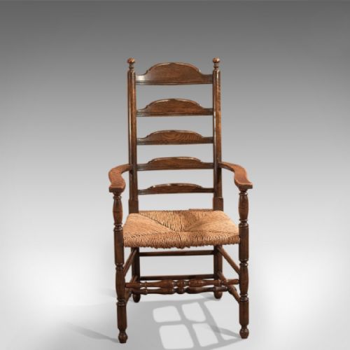 fig 1. Antique Elbow Chair, Dining Ladder-Back c.1900