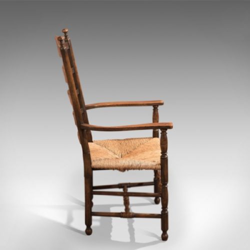 fig 2. Antique Elbow Chair, Dining Ladder-Back c.1900