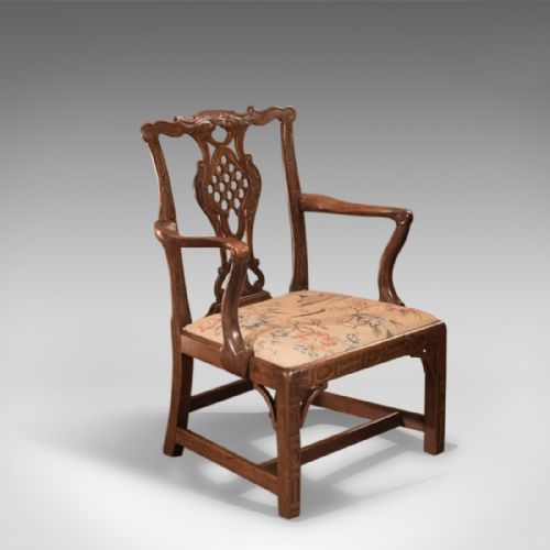 18th Century George III Open Antique Armchair, in the Manner of Robert Manwaring