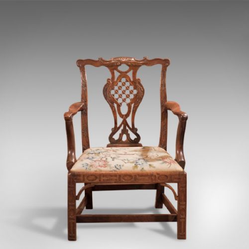 fig 2. 18th Century George III Open Antique Armchair, in the manner of Robert Manwaring