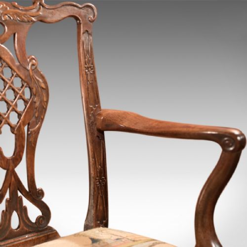 fig 6. 18th Century George III Open Antique Armchair, in the manner of Robert Manwaring