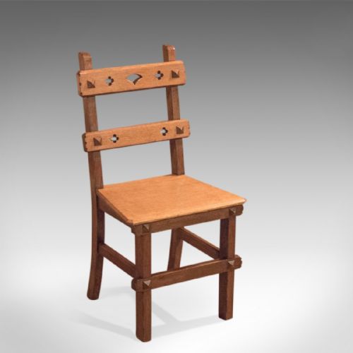 Arts & Crafts English Oak Antique Chair, C.1900