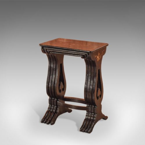 fig 1. Japanned Antique Nest of 4 Tables, Victorian c.1880