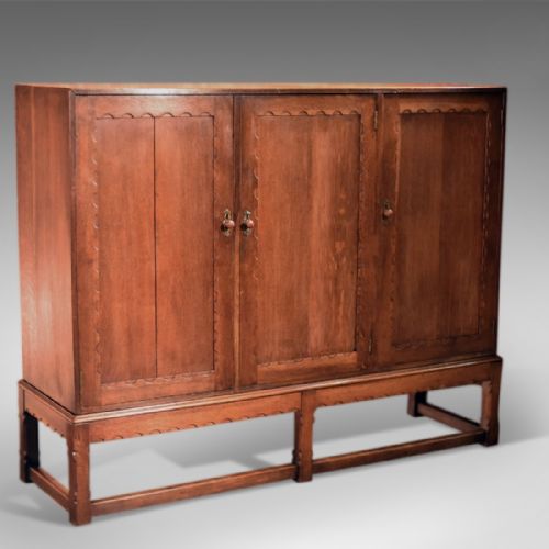 Arts & Crafts Oak Larder Antique Cabinet, C.1900