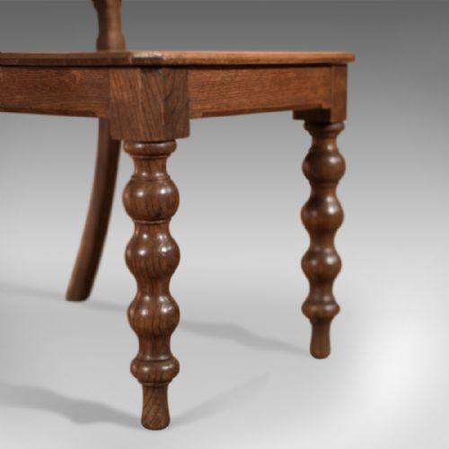 fig 3. Late Victorian Pair of Oak Antique Hall Chairs
