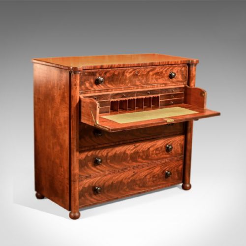 Victorian Antique Secretaire Chest of Drawers, C.1850
