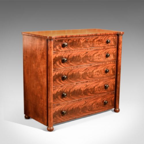 fig 1. Victorian Antique Secretaire Chest of Drawers, c.1850
