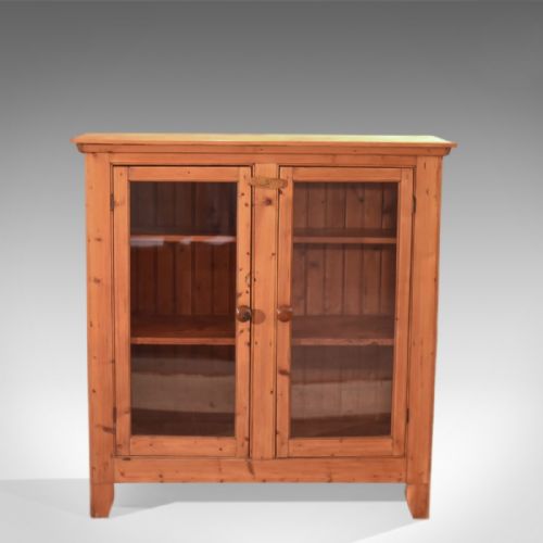 fig 1. Two Door Antique Bookcase, Victorian Pine Glazed c.1900