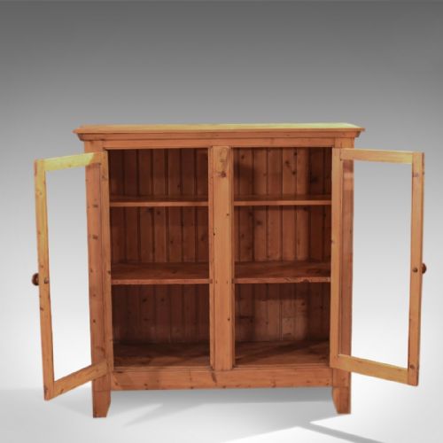 fig 3. Two Door Antique Bookcase, Victorian Pine Glazed c.1900