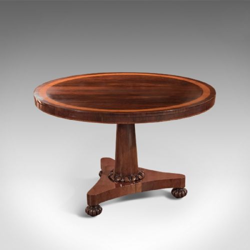 Antique Breakfast Table, William IV Rosewood Tilt Top