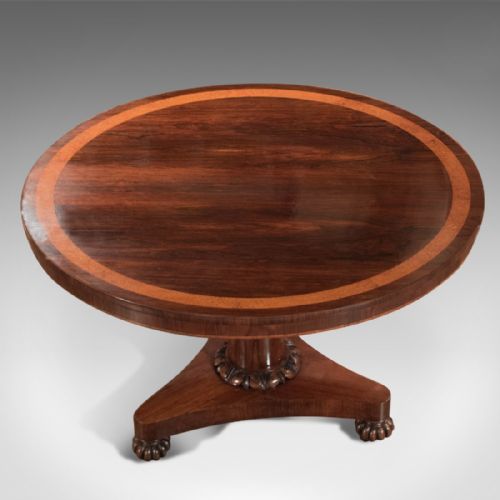 fig 1. Antique Breakfast Table, William IV Rosewood Tilt Top